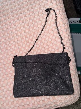 Black Glitter Chain Crossbody Bag